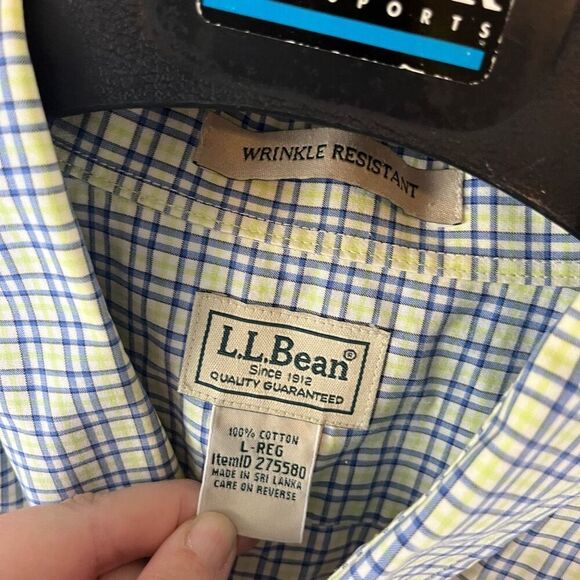 L.L. Bean Wrinkle Resistant Plaid/ Check  Print Button Down Shirt size Large Reg - Picture 2 of 5